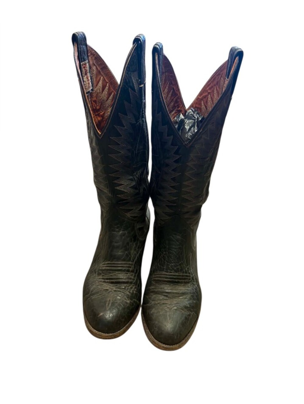 Vintage Sanders Leather Boots Size 9.5 GUC Black And Tan Leather